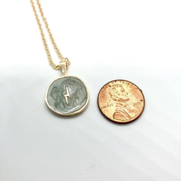 GRAY Resin Lightning Bolt Lucky Charms Necklace - Picture 7 of 8